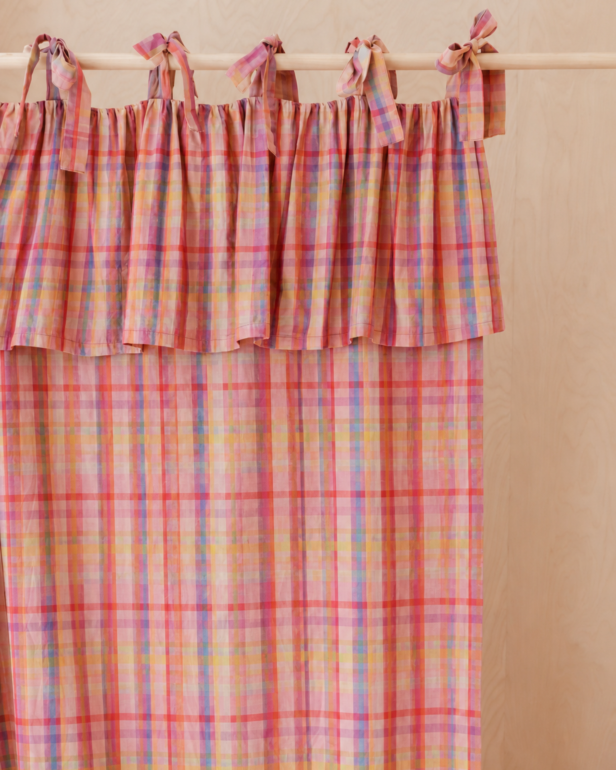 Pink Madras Print Curtains | 100% Cotton | 1pc