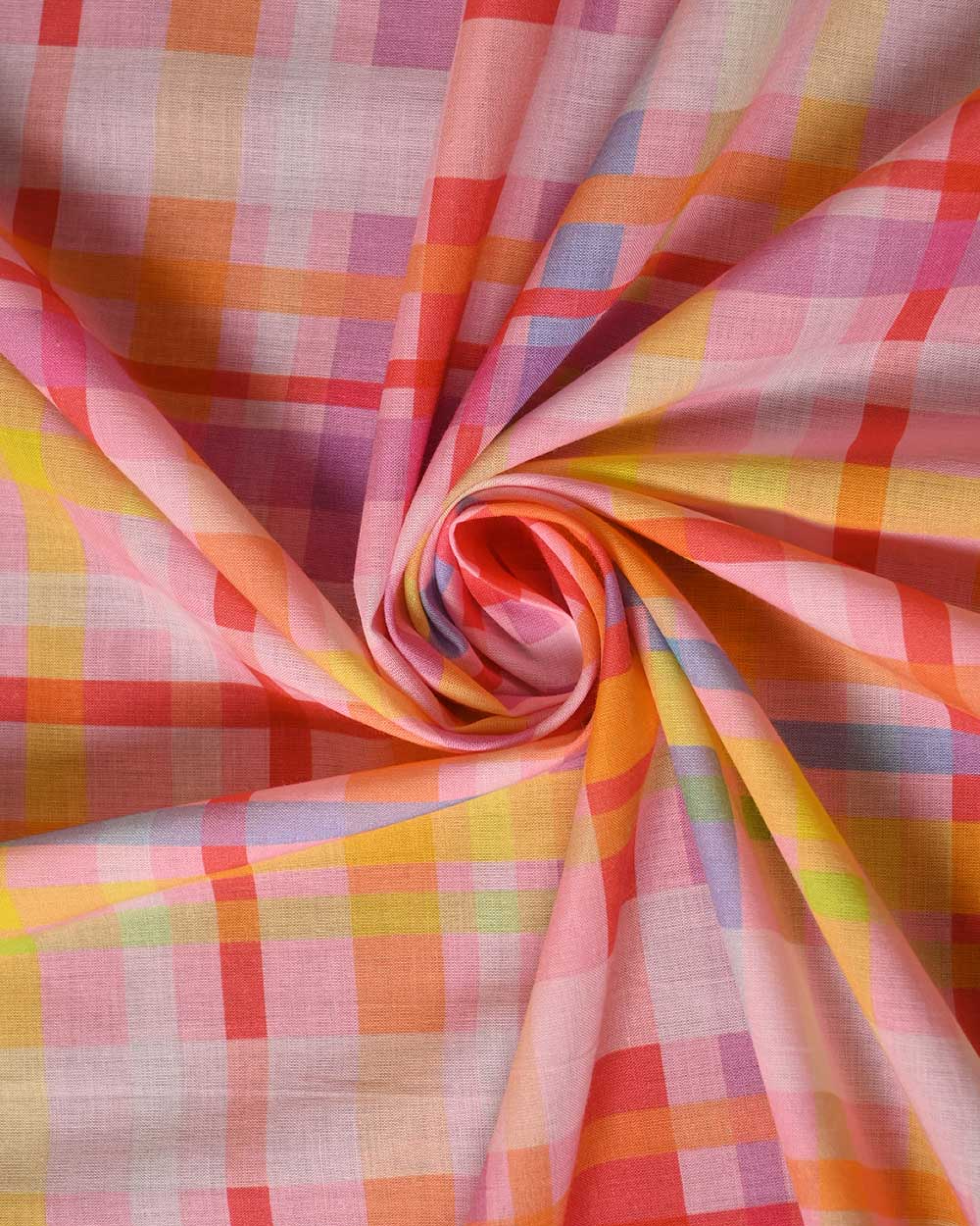 Pink Madras Print Curtains | 100% Cotton | 1pc