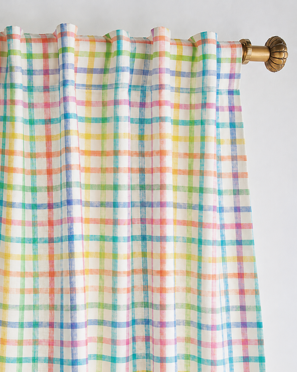 Chequered White-Multicolor Curtain | 100% Cotton | 1pc
