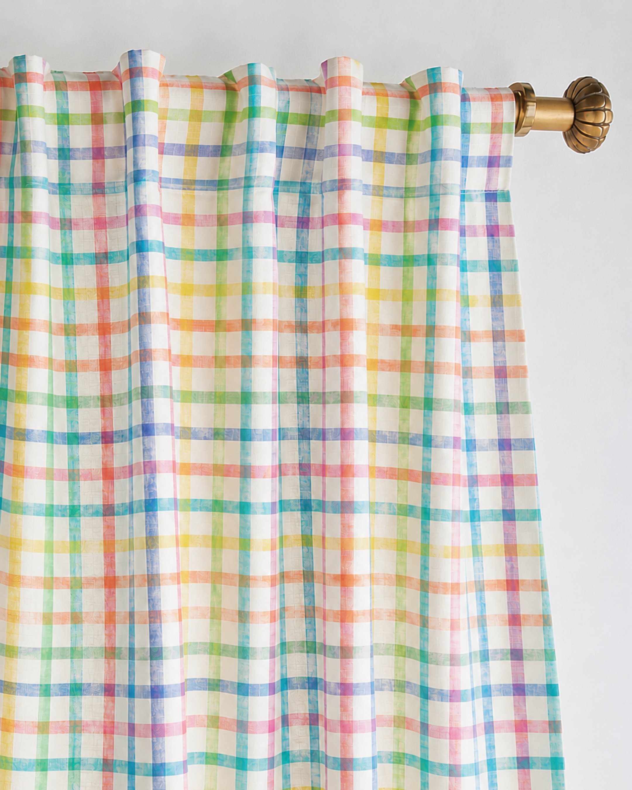 Chequered White-Multicolor Curtain | 100% Cotton | 1pc