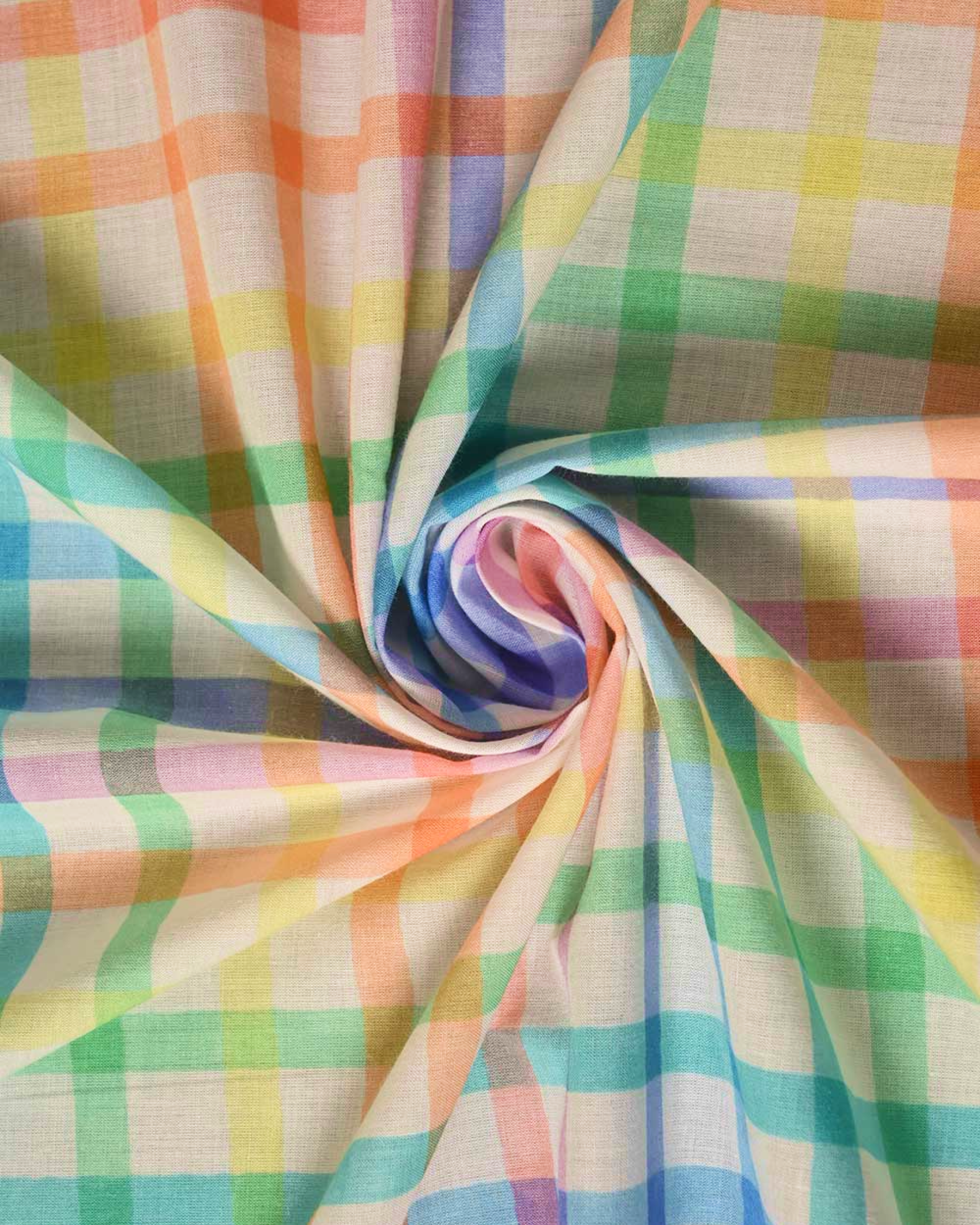 Chequered White-Multicolor Curtain | 100% Cotton | 1pc